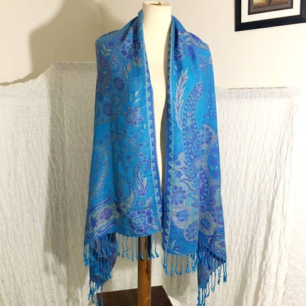 Blue & Purple Pasley Print Scarf Wrap